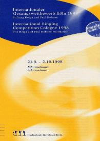 Concurso Internacional de Canto de Colonia 1998 = Internationaler Gesangswettbewerb Köln 1998 = International Singing Competition Cologne 1998