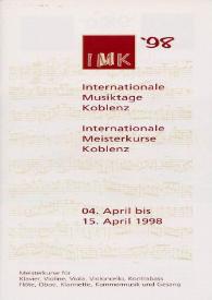 Día Internacinal de la Música en Koblenz. Master Internacional de Koblenz = Internationale Musiktage Koblenz. Internationale Meisterkurse Koblenz