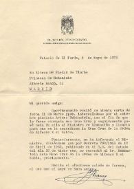 Carta dirigida a Piedad de Iturbe Princesa de Hohenlohe. Madrid (España), 09-05-1970
