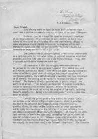 Carta dirigida a Arthur Rubinstein. Londres (Inglaterra), 14-02-1975