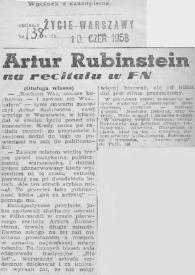 Artur (Arthur) Rubinstein na recitalu w FN