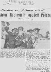 Artur (Arthur) Rubinstein opuscil Polske