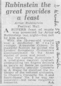 Rubinstein the great provides a feast : Artur (Arthur) Rubinstein