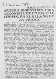 Arturo (Arthur) Rubinstein, protagonista de un recital Chopin, en el Palacio de la Música