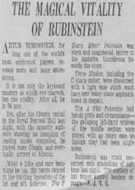 The magical vitality of Rubinstein