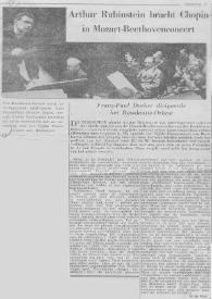 Arthur Rubinstein bracht Chopin in Mozart - Beethovenconcert