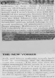 On friday evening, I dropped into Carnegie Hall, along with o vast audience...