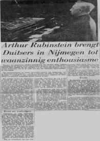 Arthur Rubinstein brengt Duitsers in Nijmegen tot waanzinning enthousiasme