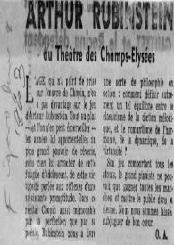 Arthur Rubinstein au théatre des Champs- Elysées