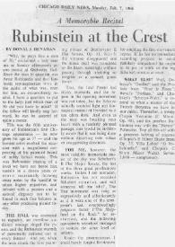 A memorable recital : Rubinstein at the crest