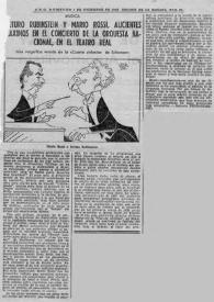 Arturo (Arthur) Rubinstein y Mario Rossi, alicientes máximos en el concierto de la Orquesta Nacional, en el Teatro Real