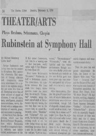 Plays Brahms, Schumann, Chopin : Rubinstein at Symphony Hall