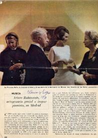 Arturo Rubinstein (Arthur), octogenario genial e impar pianista, en Madrid