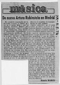 De nuevo Arturo (Arthur) Rubinstein en Madrid