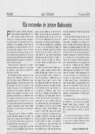 Artur (Arthur) Rubinstein, Cien Años : Mis recuerdos de Arturo (Arthur) Rubinstein