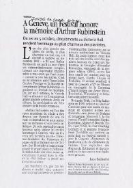 A Genève, un Festival honore la mémoire d'Arthur Rubinstein : Du 1er au 5 octobre, cinq concerts au Victoria Hall rendent hommage au plus charmeur des pianistes.