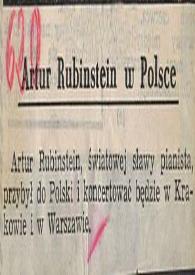 Artur (Arthur) Rubinstein w Polsce