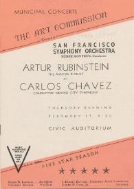 Programa de concierto de la San Francisco Symphony Orchestra : dirigido por Pierre Monteux y Carlos Chávez como director invitado