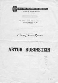 Arthur Rubinstein : Only Piano Recital