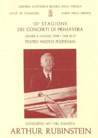 Programa de concierto del pianista Arthur Rubinstein