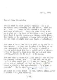 Carta dirigida a Aniela Rubinstein, 25-05-1981