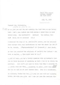 Carta dirigida a Aniela Rubinstein. Nueva York, 11-07-1981
