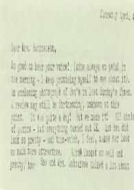 Carta dirigida a Aniela Rubinstein, 04-04-1985