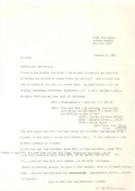 Carta dirigida a Aniela Rubinstein. Jackson Heights (Nueva York), 17-01-1987