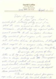 Carta dirigida a Aniela Rubinstein. Essex (Massachusetts), 01-09-1988