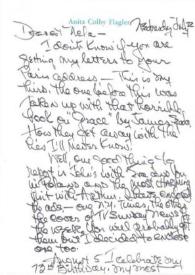 Carta dirigida a  Aniela Rubinstein. Oyster Bay (Nueva York), 22-07-1987