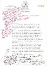 Carta dirigida a Aniela Rubinstein. Oyster Bay (Nueva York), 25-06-1988