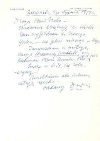 Carta dirigida a Aniela Rubinstein. Blois (Francia), 09-01-1977