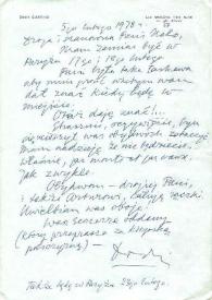 Carta dirigida a Aniela Rubinstein. Blois (Francia), 05-02-1978