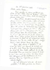 Carta dirigida a Aniela Rubinstein. Blois (Francia), 25-01-1983
