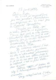 Carta dirigida a Aniela Rubinstein. Blois (Francia), 13-06-1986