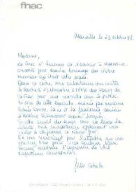 Carta dirigida a Aniela Rubinstein. Marsella (Francia), 23-10-1987