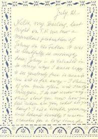 Carta dirigida a Aniela Rubinstein. Beverly Hills (California), 21-07-1987