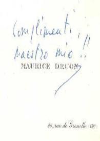 Tarjeta de visita dirigida a Arthur Rubinstein. París (Francia)