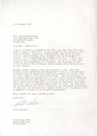 Carta dirigida a Aniela Rubinstein. Londres (Inglaterra), 21-11-1987