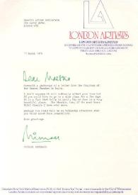 Carta dirigida a Arthur Rubinstein. Londres (Inglaterra), 26-03-1975