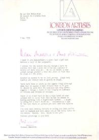 Carta dirigida a Arthur Rubinstein. Londres (Inglaterra), 07-05-1975