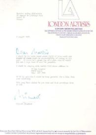 Carta dirigida a Arthur Rubinstein. Londres (Inglaterra), 05-08-1975