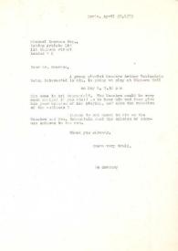 Carta dirigida a Michael Emerson. París (Francia), 28-04-1975