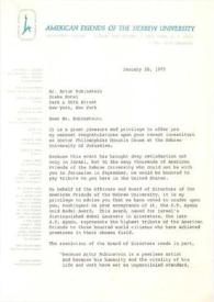 Carta dirigida a Arthur Rubinstein. Nueva York, 28-01-1975