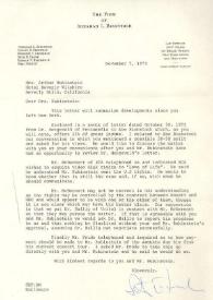 Carta dirigida a Aniela Rubinstein. Nueva York, 07-11-1975