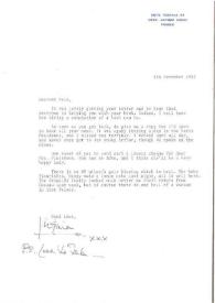 Carta dirigida a Aniela Rubinstein. Antibes (Francia), 08-11-1982