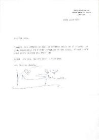 Carta dirigida a Aniela Rubinstein. Antibes (Francia), 26-06-1991