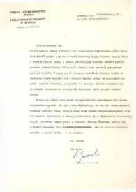 Carta dirigida a Aniela Rubinstein. Estocolmo (Suecia), 28-04-1975