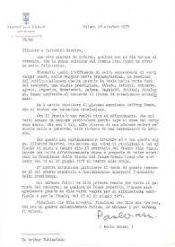 Carta dirigida a Arthur Rubinstein. Milán (Italia), 20-10-1975