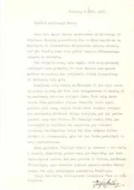 Carta dirigida a Aniela Rubinstein. Vilnius (Lituania), 06-12-1987